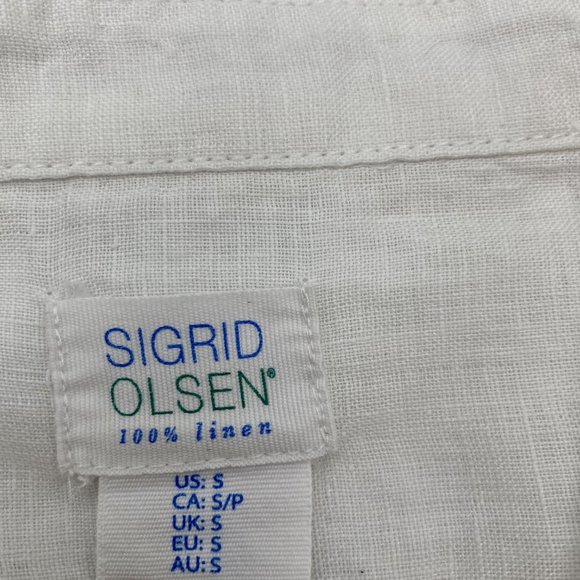 Sigrid Olsen Linen Button up, White, Small - Picture 3 of 4